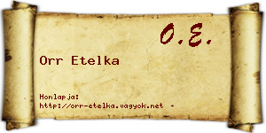 Orr Etelka névjegykártya